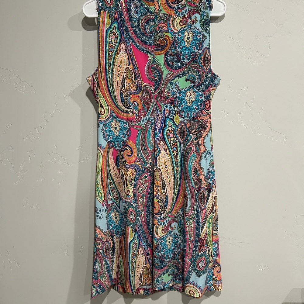 Tommy Hilfiger Multicolor Bright Mixed Paisley Dress Boho Size 10 - Picture 5 of 5
